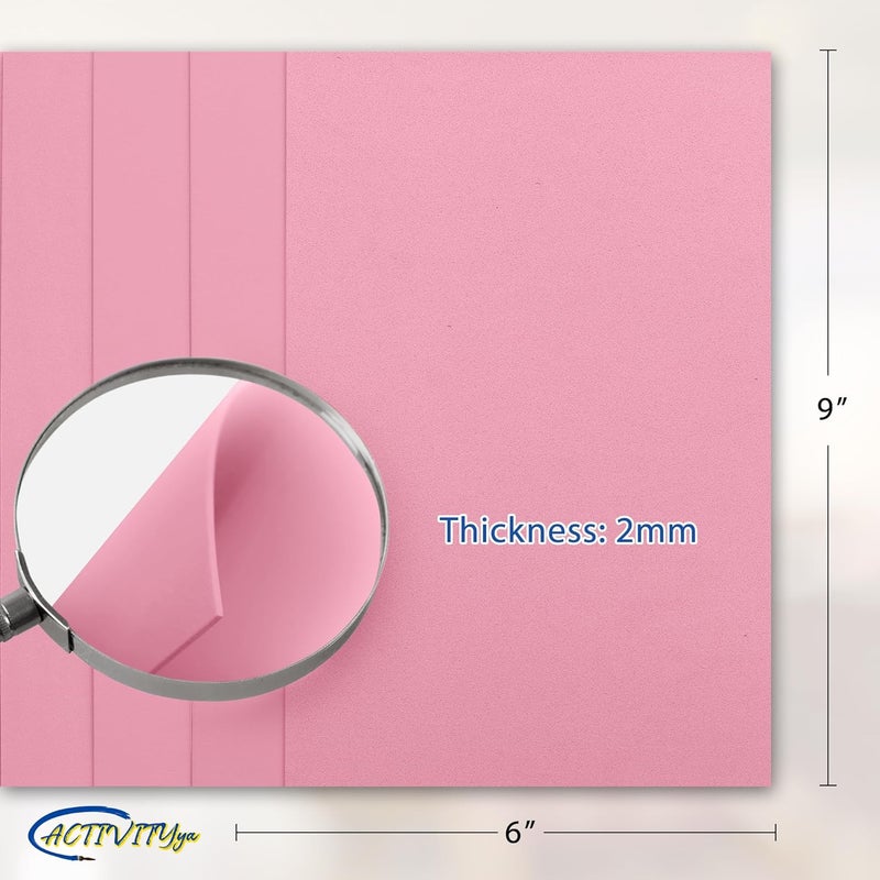 ACTIVITYYA Pink EVA Foam Sheets, 6 x 9 Inch, 2mm Thick – Foam Paper for DIY Arts and Crafts, School Projects, and More – 8 Pack - Image 2
